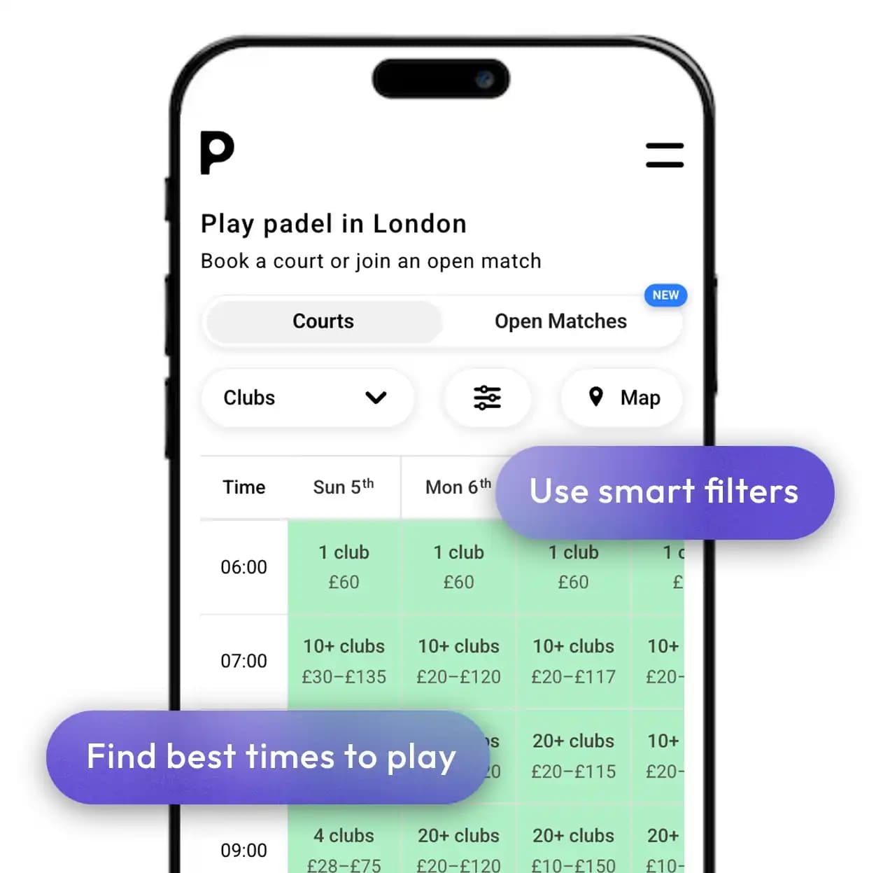 Playskan lets users compare padel court prices and availability across Playtomic, Matchi, and Padel Mates across the UK.